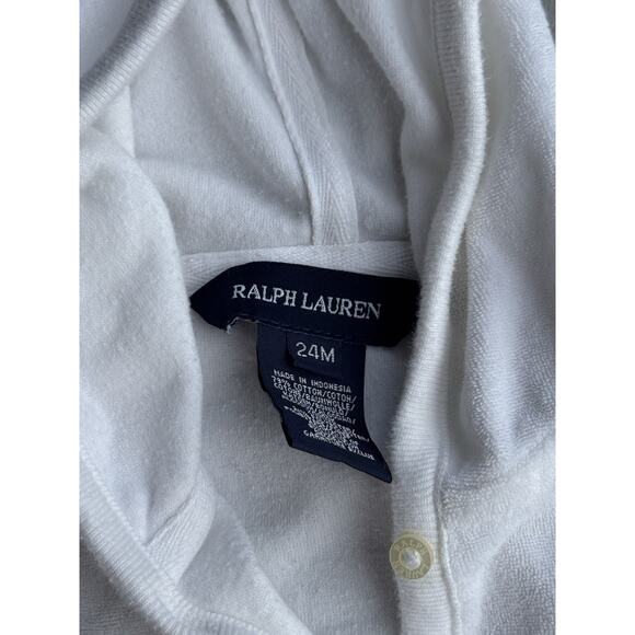 VTG Y2K Polo Ralph Lauren Tiered Terry Hooded Cover Up Dress Button Girls 24 mos - Picture 5 of 7